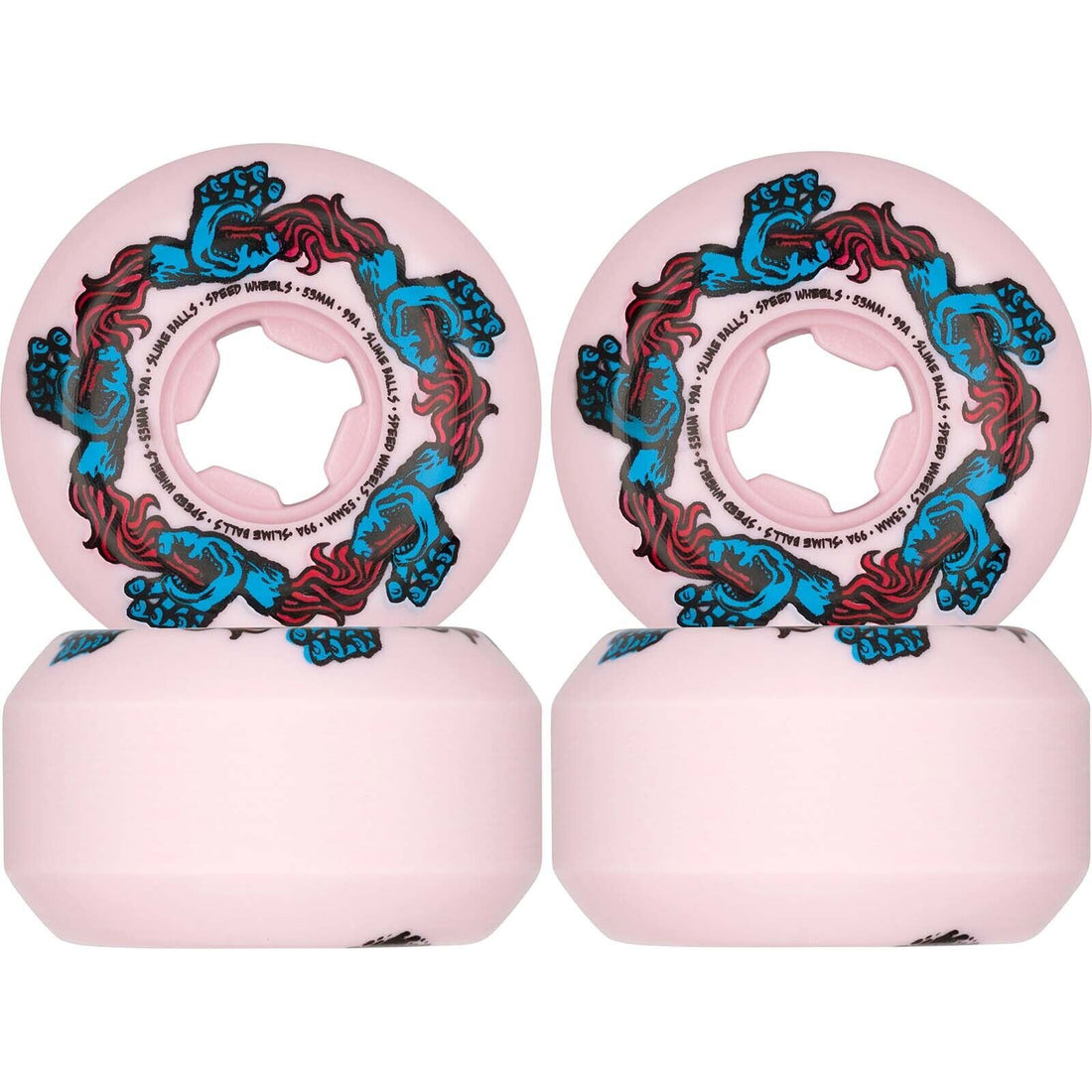 Santa Cruz Slime Balls Infinity Hand Skateboard Wheels Pink 53mm