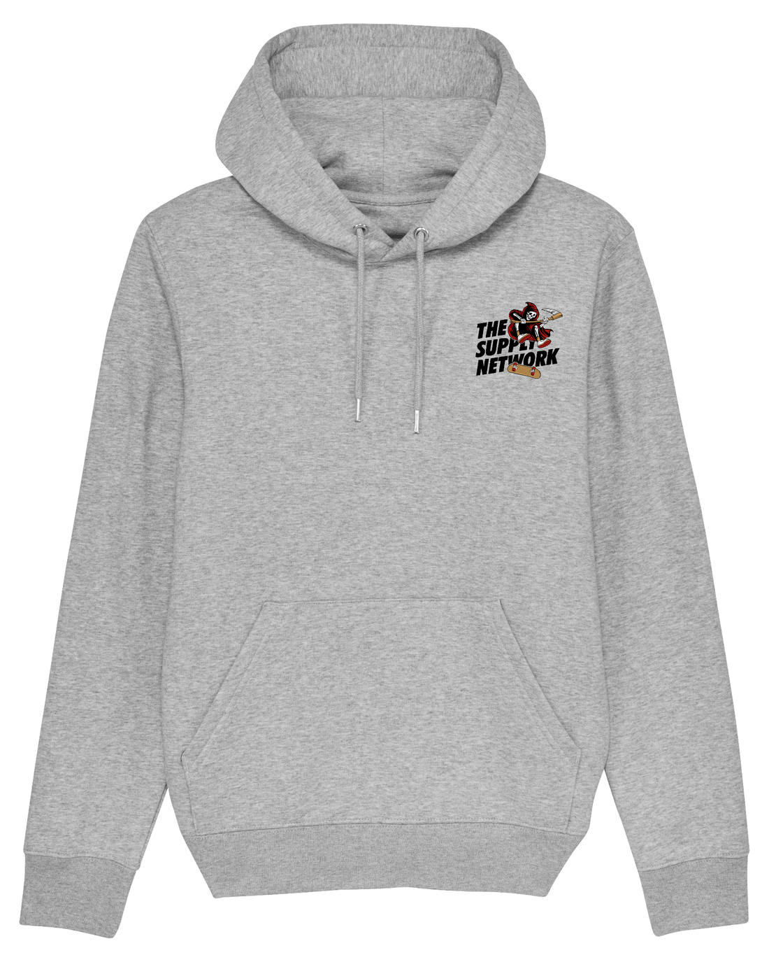 Grey Skater Hoodie, Grim Reaper Front Print