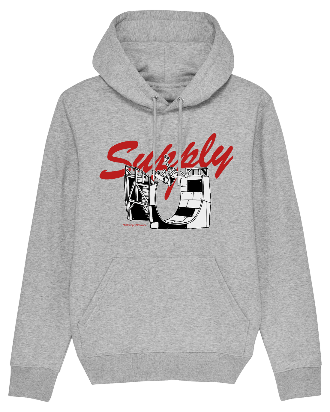 Grey Skater Hoodie, Skate Ramp Front Print