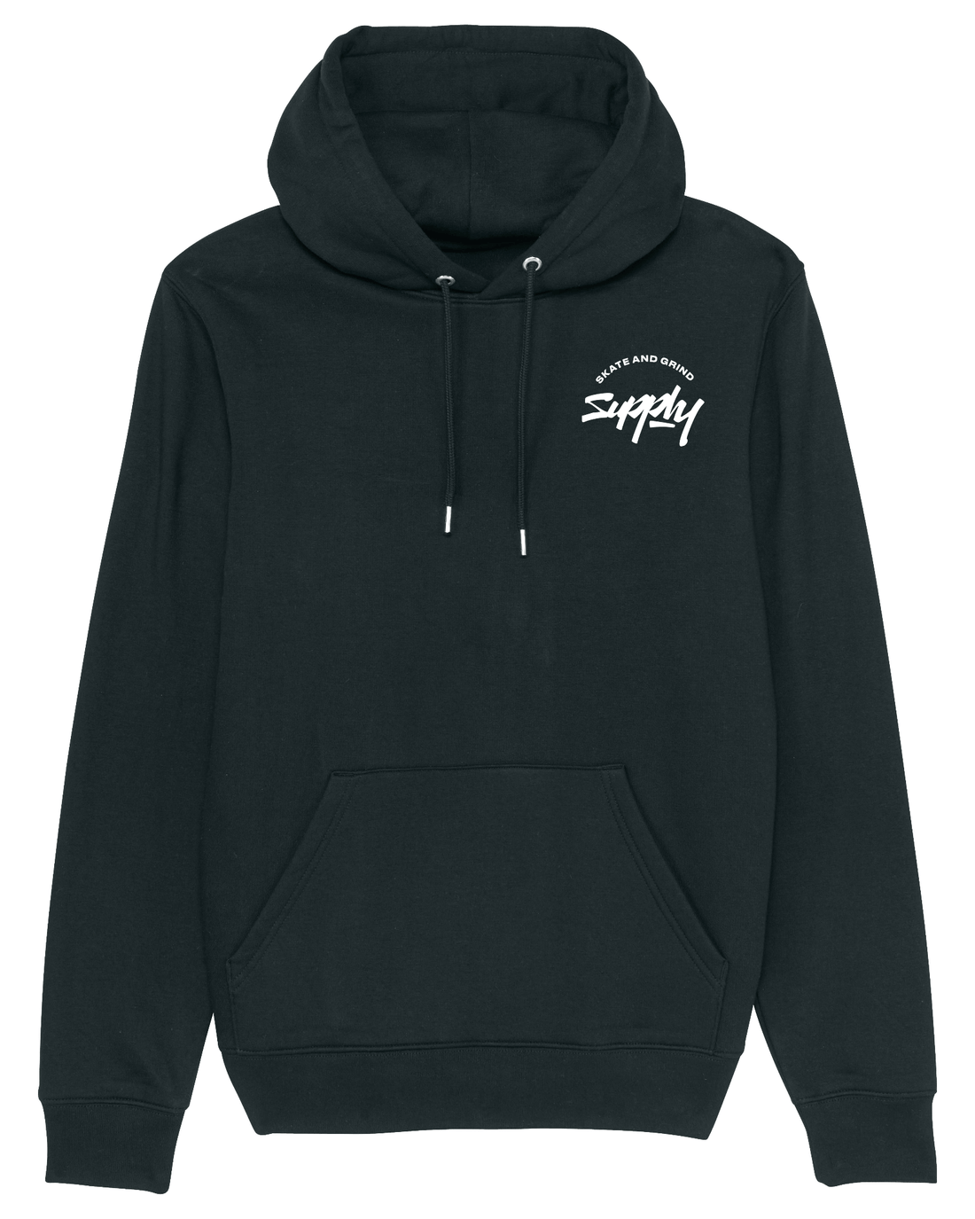 Black Skater Hoodie, Skate and Grind Front Print