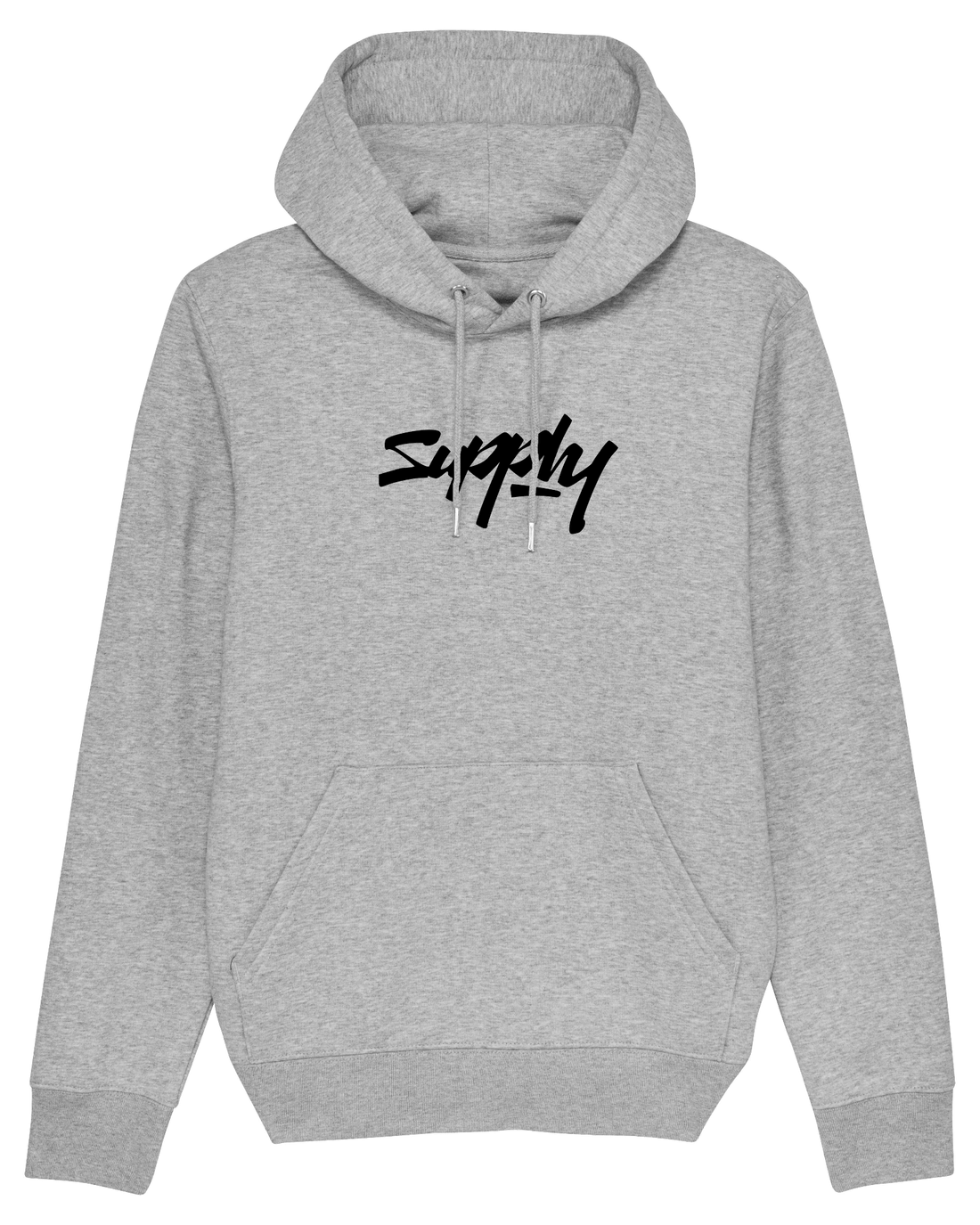 Grey Skater Hoodie, Supply Logo Front Print