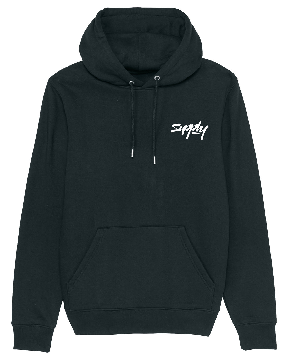 Black Skater Hoodie, Supply V2 Front Print