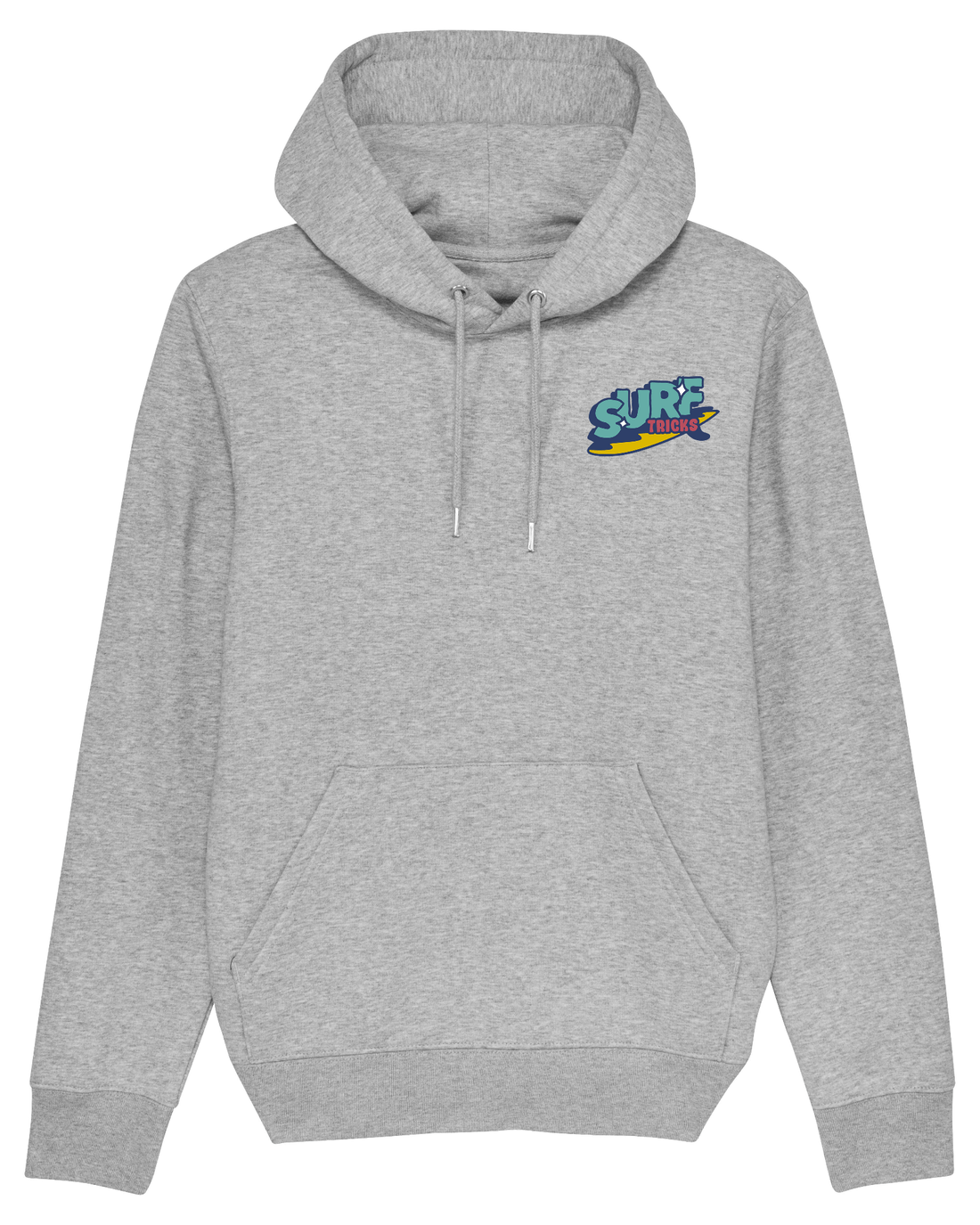 Grey Skater Hoodie, Surf Tricks Front Print