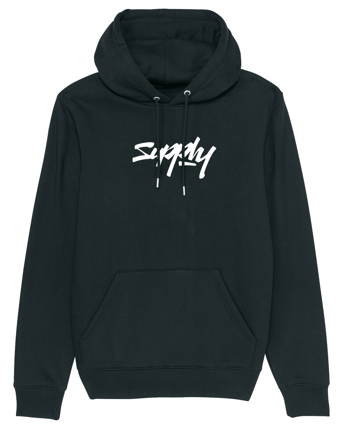 Black Skater Hoodie, Surfs Up Front Print