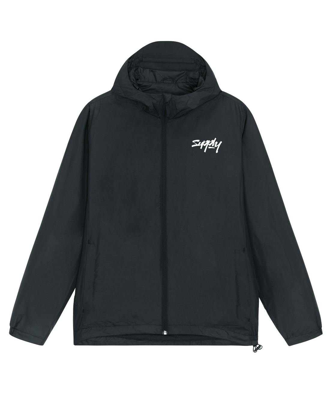 Black Skater Jacket, Full Zip Front Print