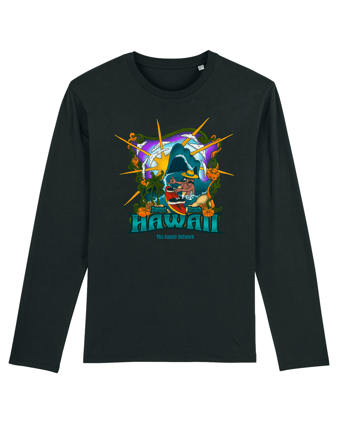 Black Skater Long Sleeve, Psyche Surf Front Print