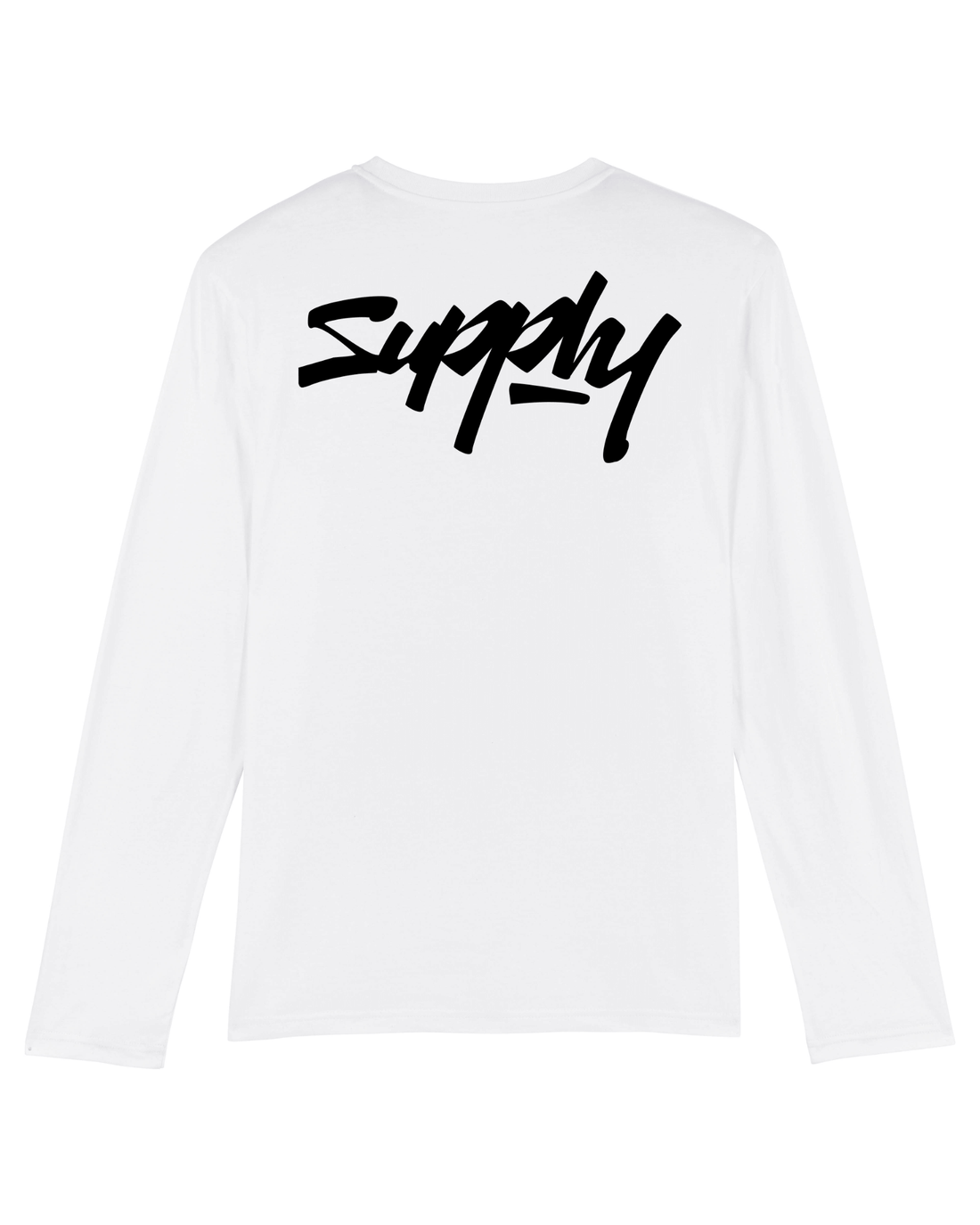 White Skater Long Sleeve, Supply V2 Back Print
