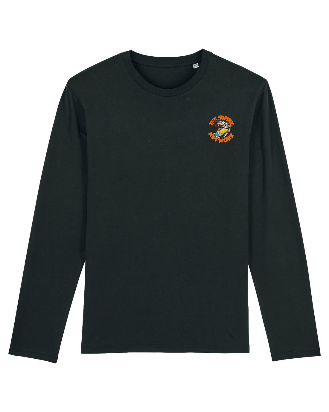 Black Skater Long Sleeve, Surf Crazy Front Print