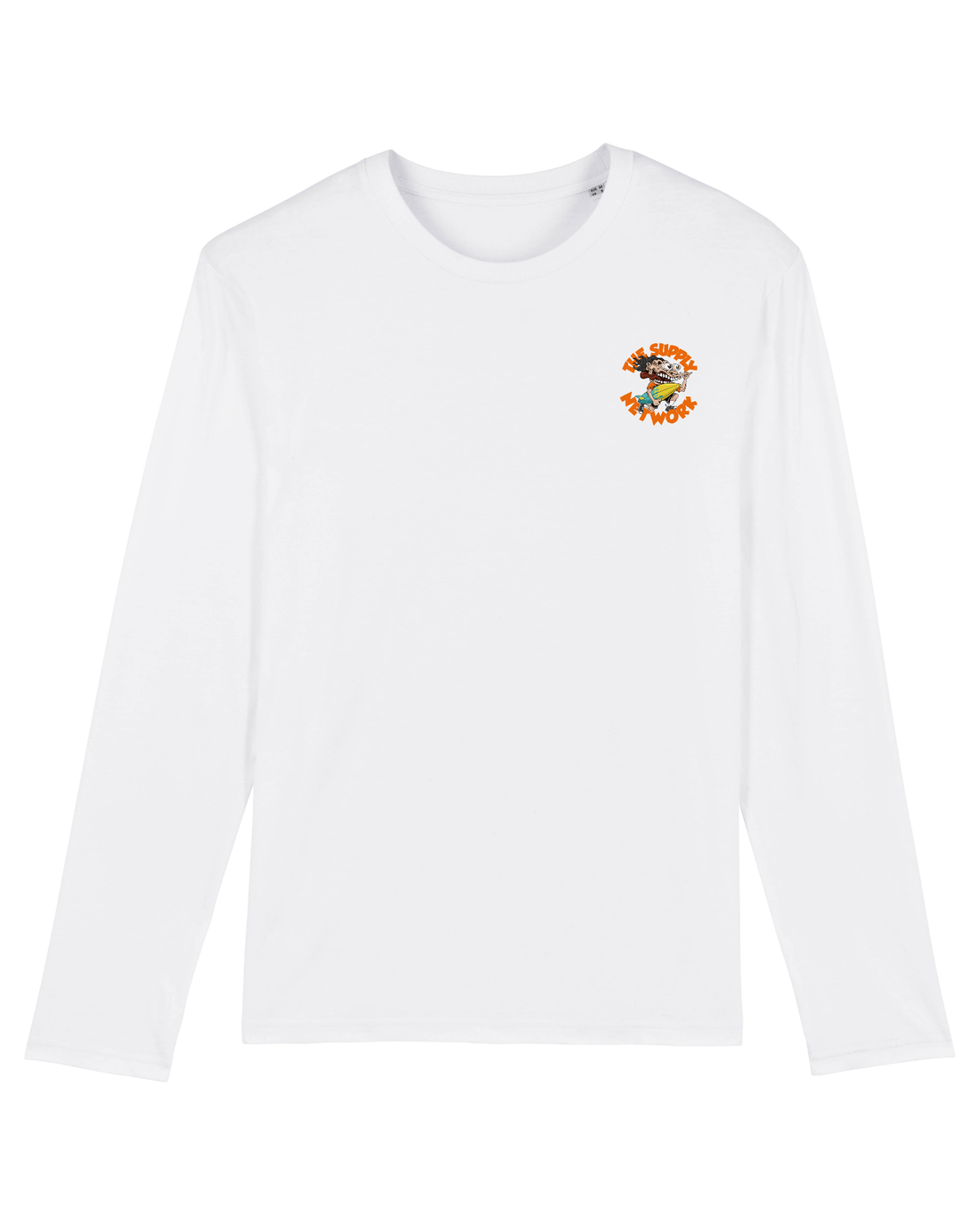 White Skater Long Sleeve, Surf Crazy Front Print