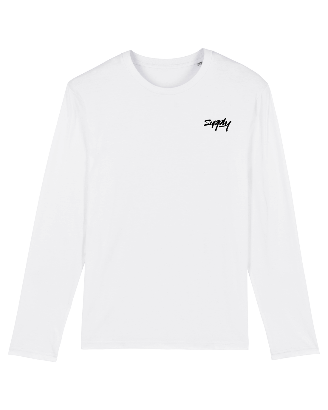 White skater Long Sleeve, Supply V2 Front Print