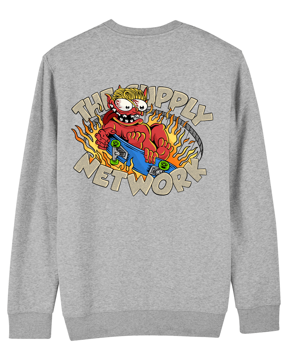 Grey Skater Sweatshirt, Devil Baby Back