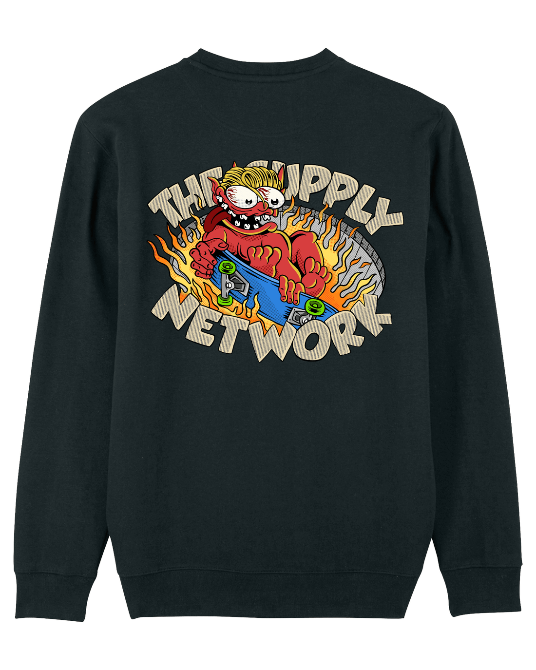 Black Skater Sweatshirt, Devil Baby Back Print