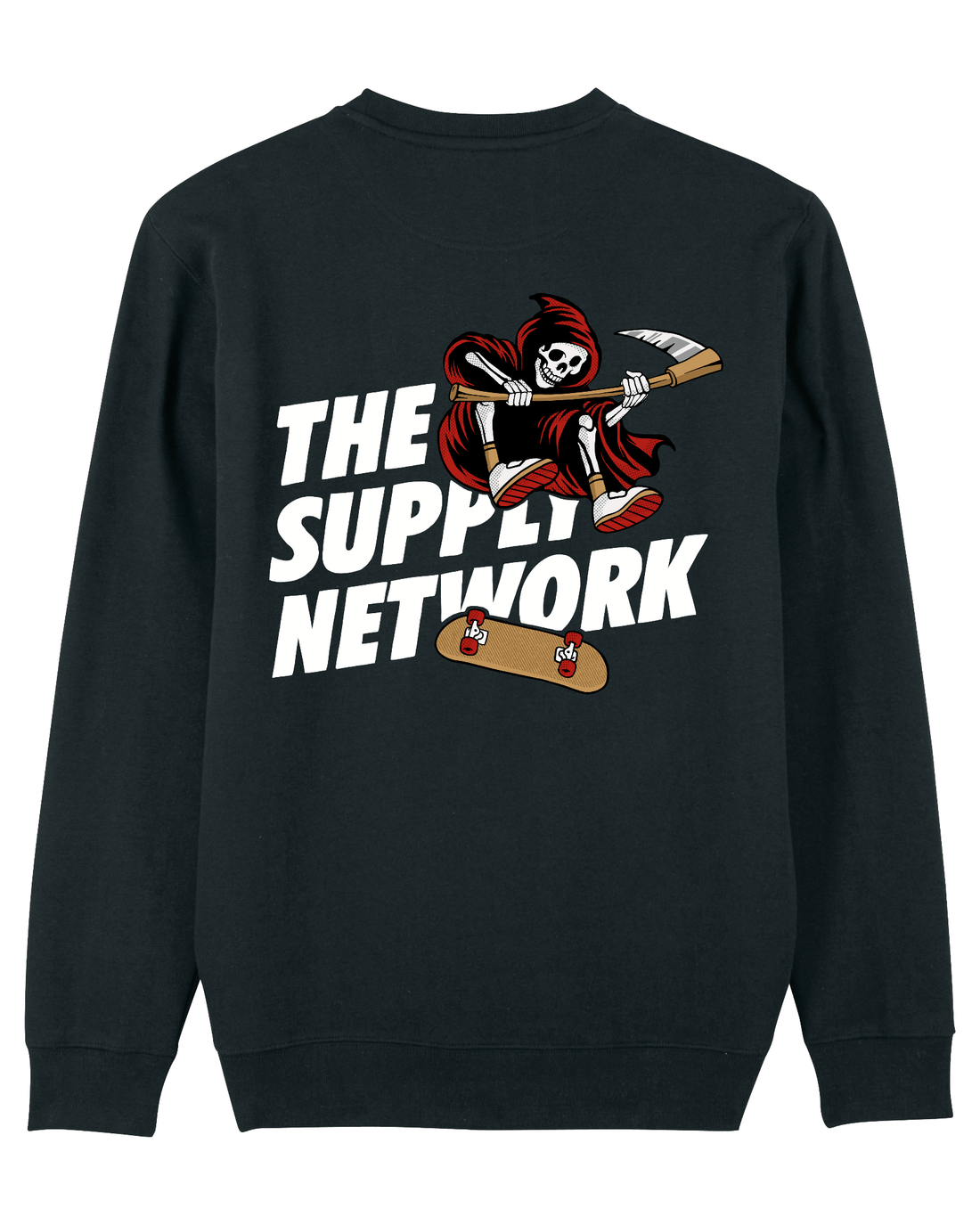 Black Skater Sweatshirt, Grim Reaper Back Print