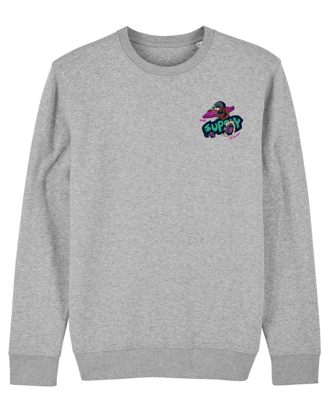 Grey Skater Sweatshirt, Lets Go Surf Front Print
