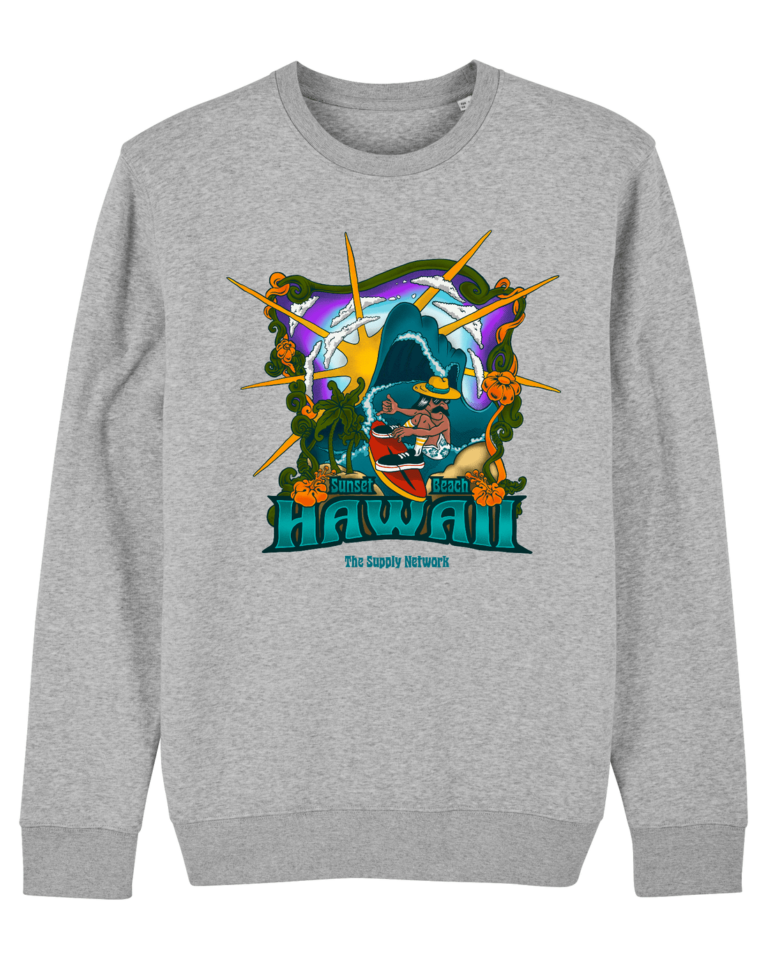 Grey Skater Sweatshirt, Psyche Surf Back Print