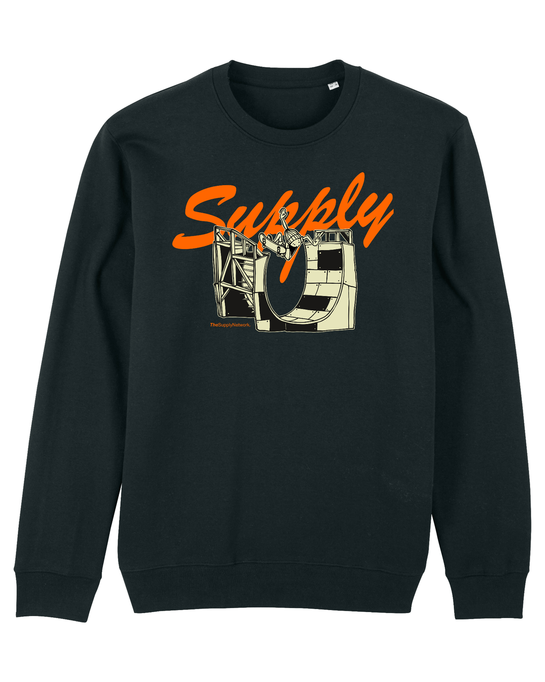 Black Skater Sweatshirt, Skate Ramp Front Print