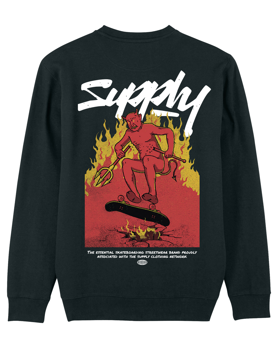 Black Skater Sweatshirt, Skate with the Devil Back Print