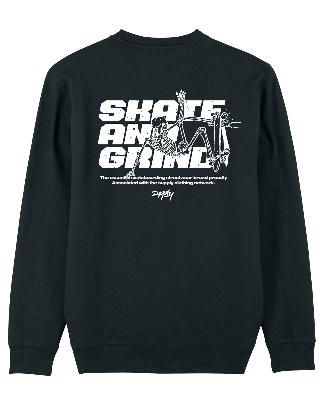 Black Skater Sweatshirt, Skate & Grind Back Print