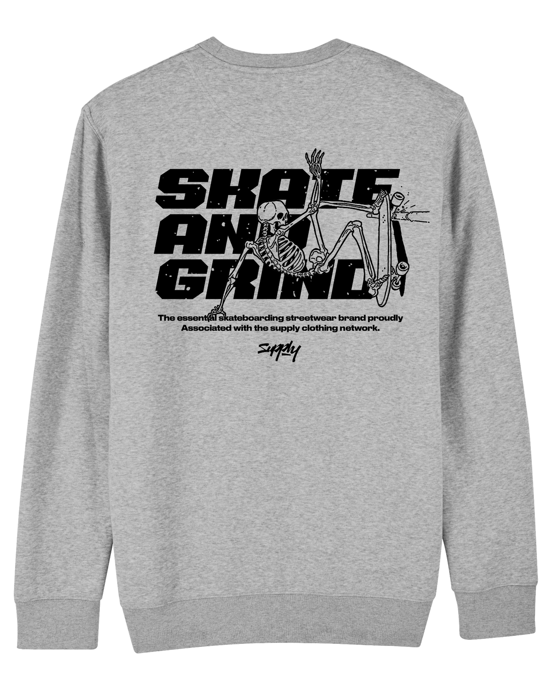 Grey Skater Sweatshirt, Skate & Grind Back Print