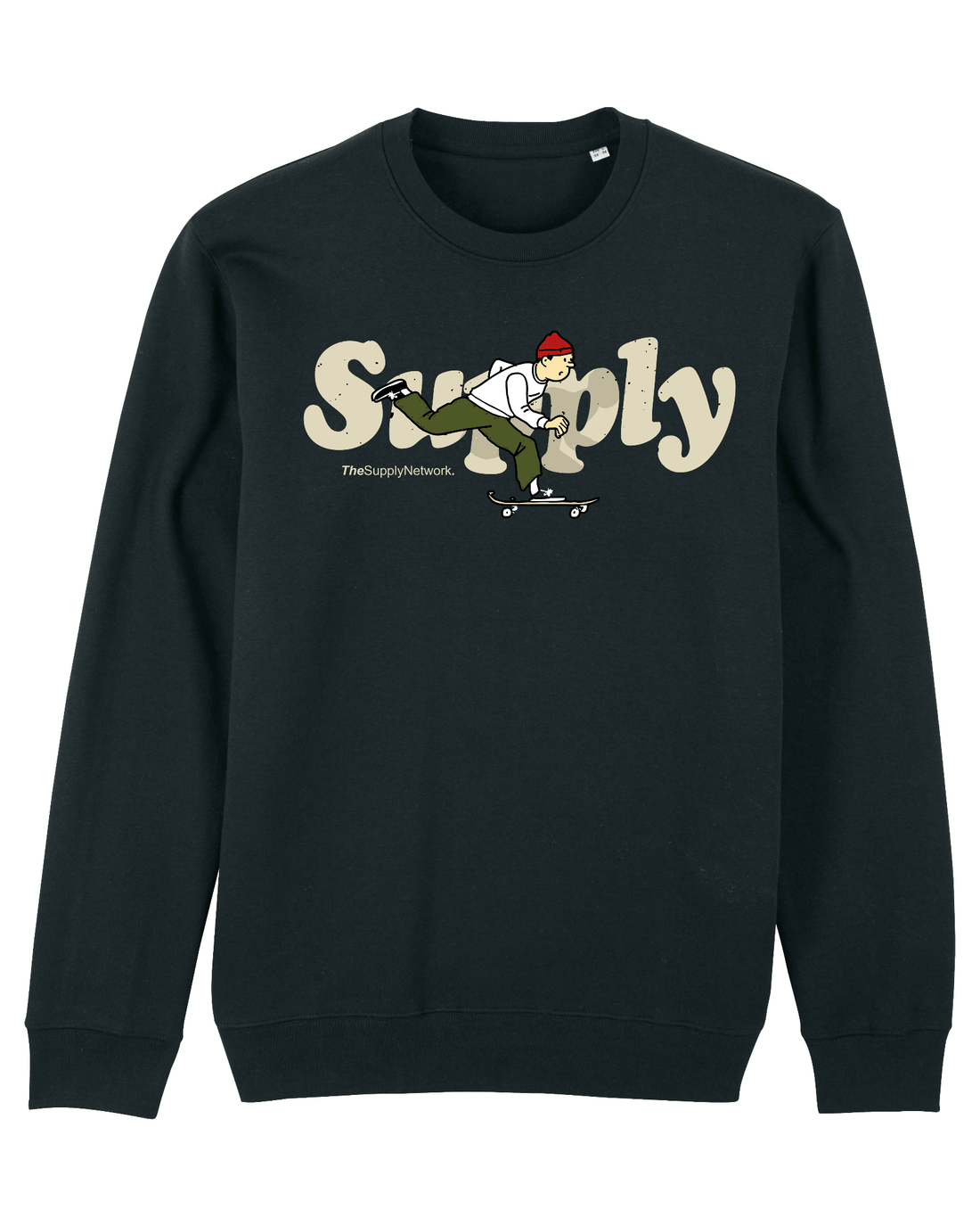 Black Skater Sweatshirt, Skater Boy Front Print