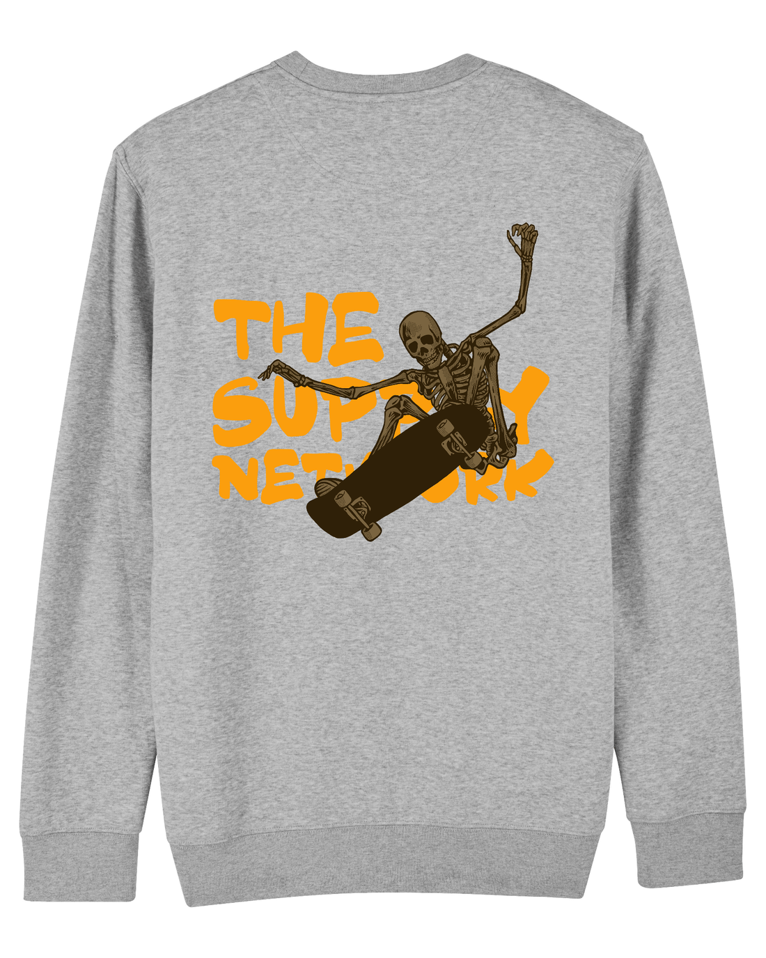Grey Skater Sweatshirt, Skating Skeleton Back Print