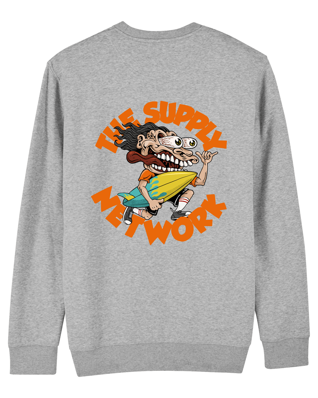 Grey Skater Sweatshirt, Surf Crazy Back Print