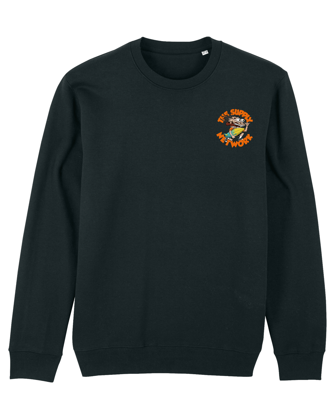 Black Skater Sweatshirt, Surf Crazy Front Print