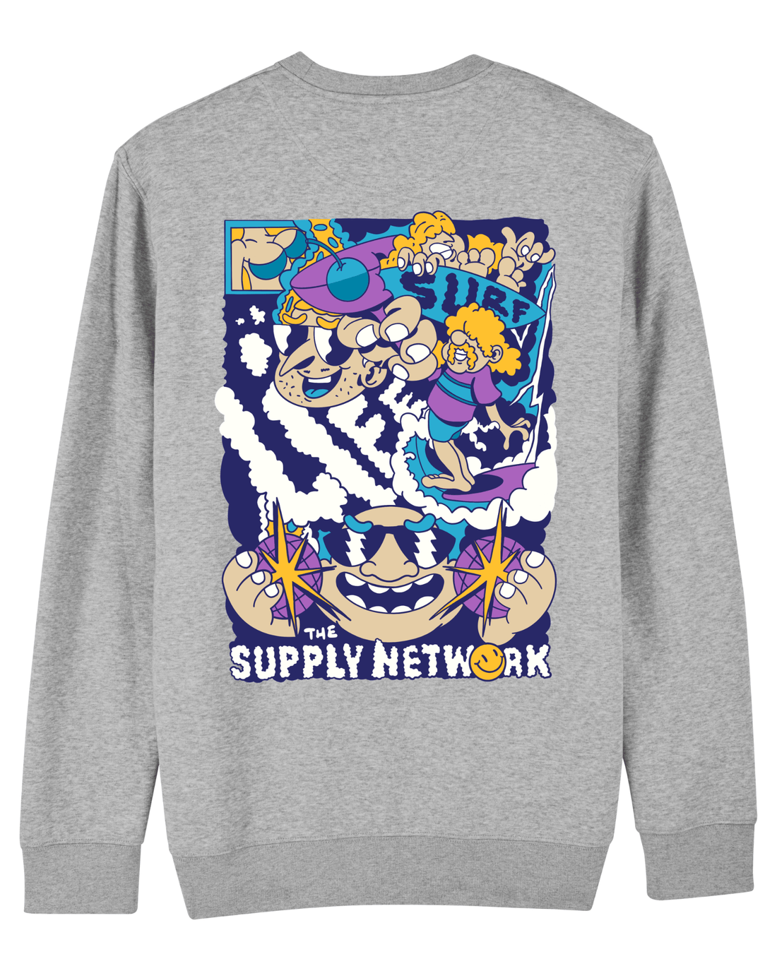 Grey Skater Sweatshirt, Surf Life Back Print