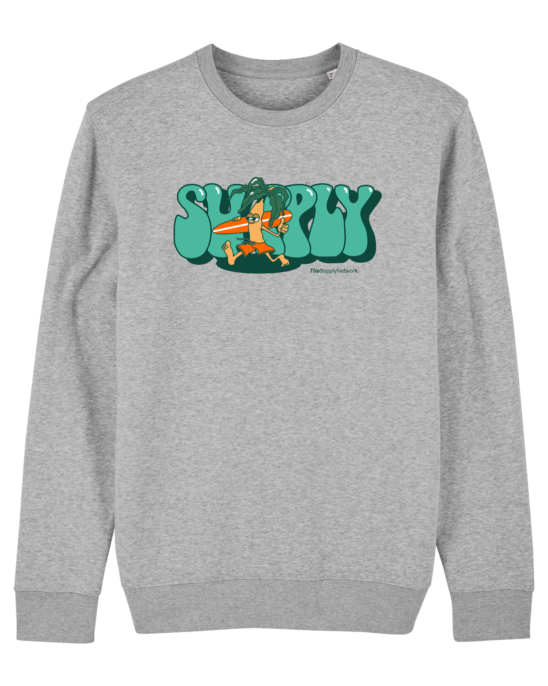 Grey Skater Sweatshirt, Surf Palm Front Print