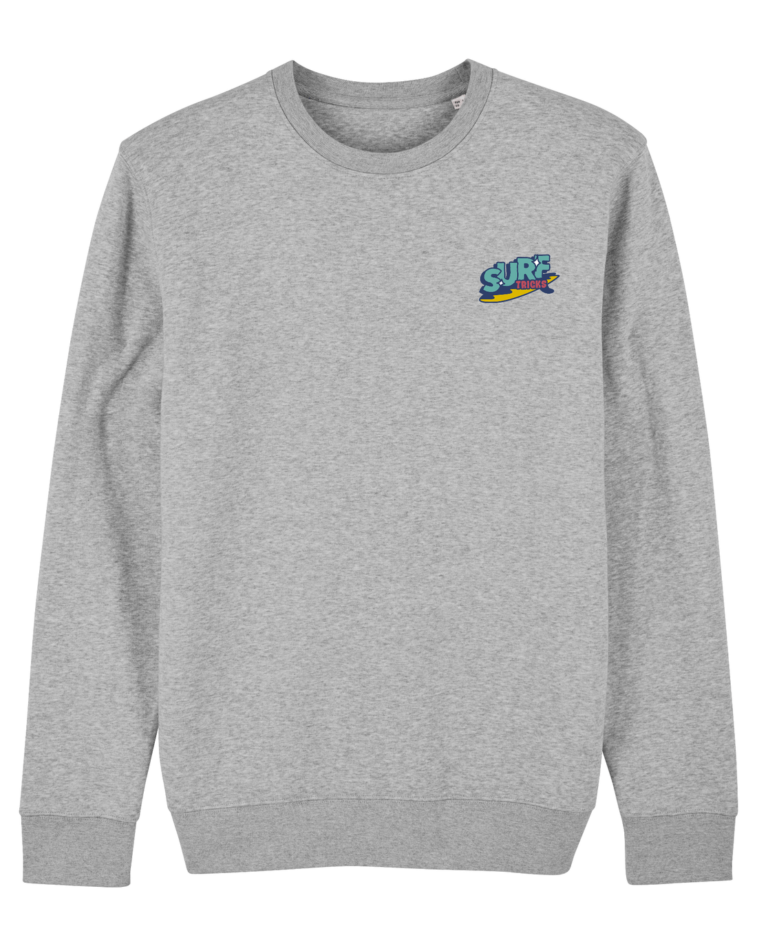 Grey Skater Sweatshirt, Surf Tricks Front Print