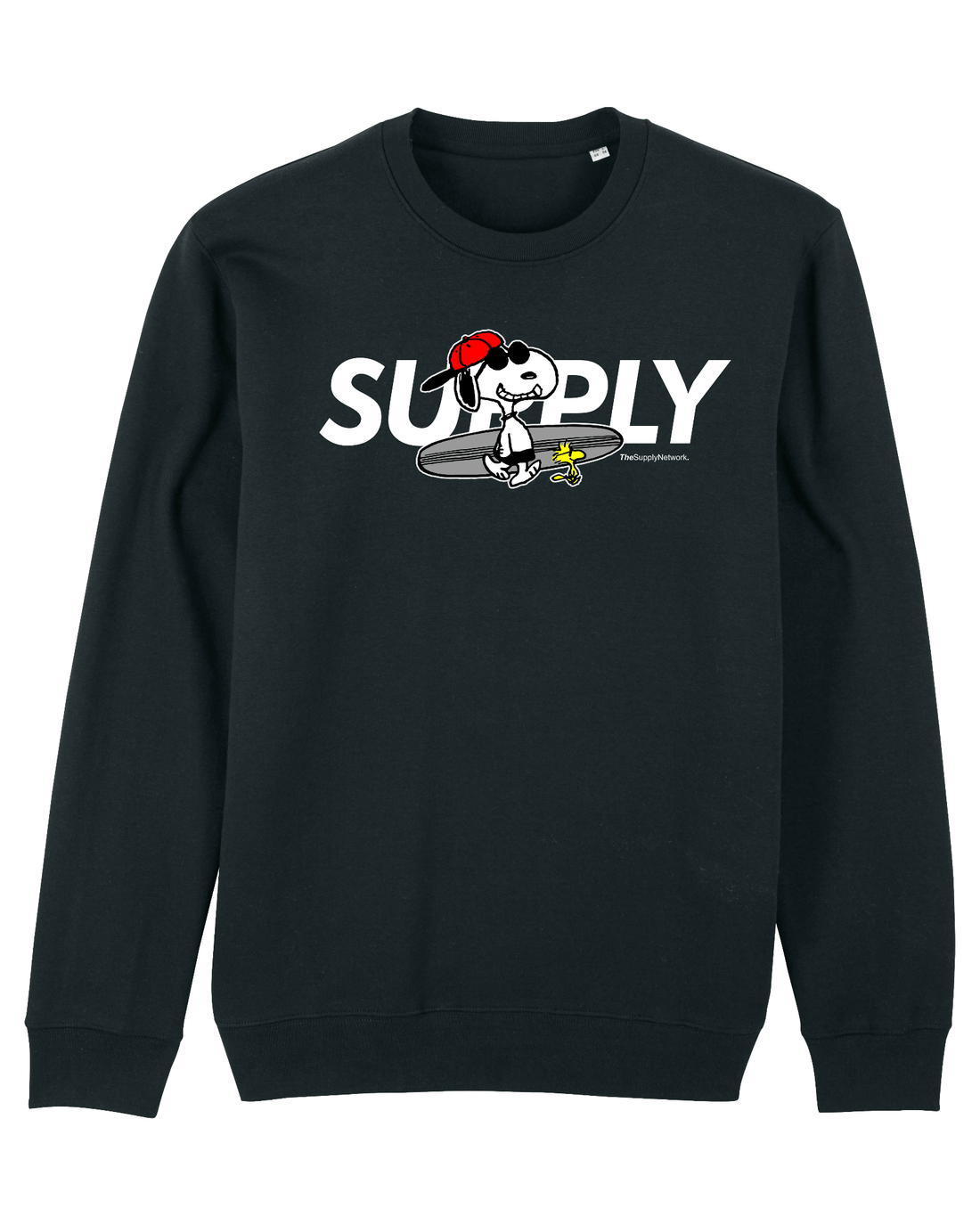 Black Skater Sweatshirt, Surfer Dog Front Print