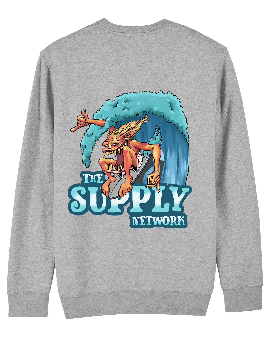Grey Skater Sweatshirt, Surfs Up Back Print