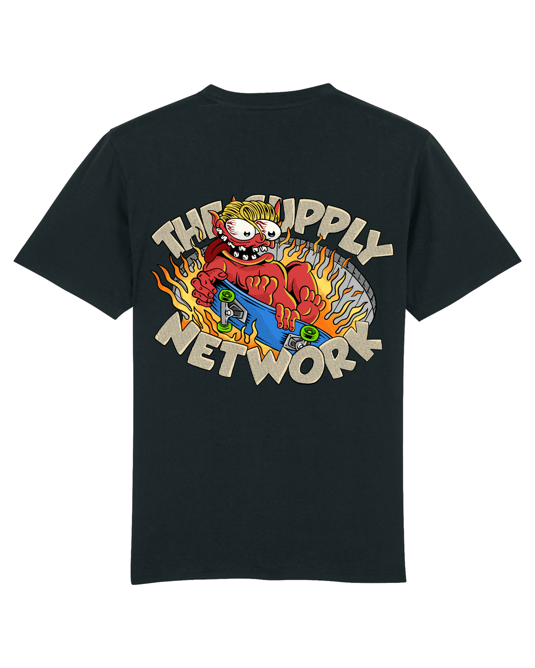 Black Skater T-Shirt, Devil Baby Back Print