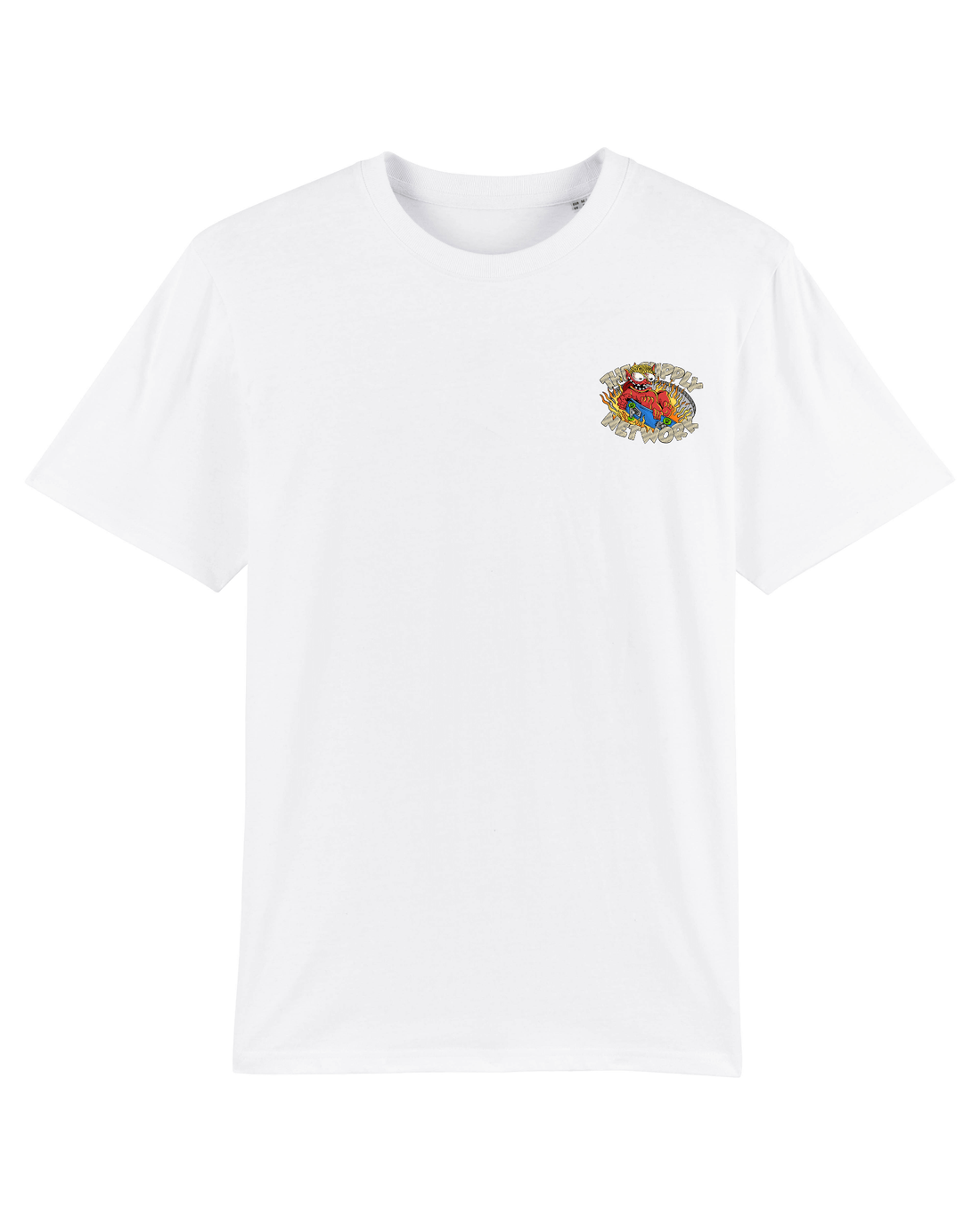 White Skater T-Shirt, Devil Baby Front Print