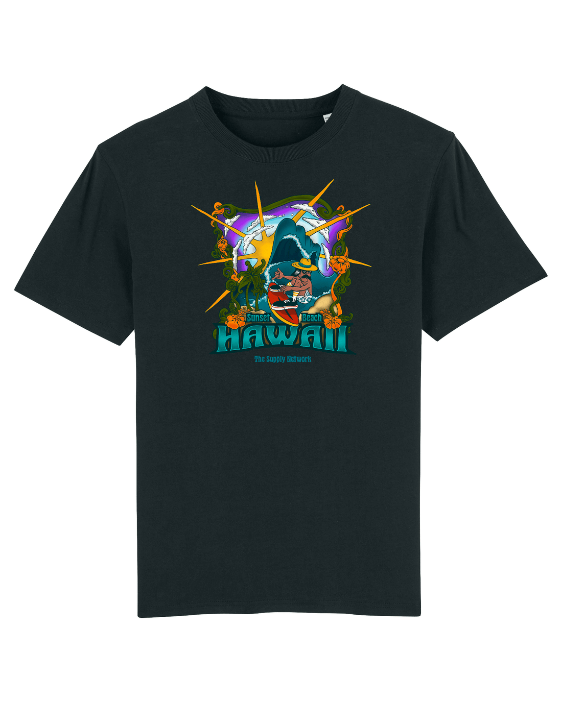 Black Skater T-Shirt, Psyche Surf Front Print