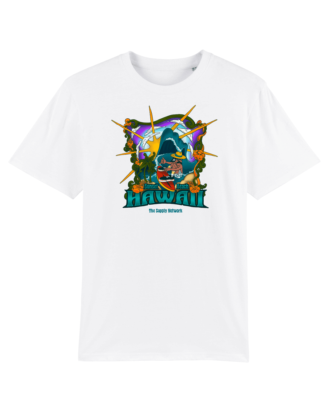 White Skater T-Shirt, Psyche Surf Front Print