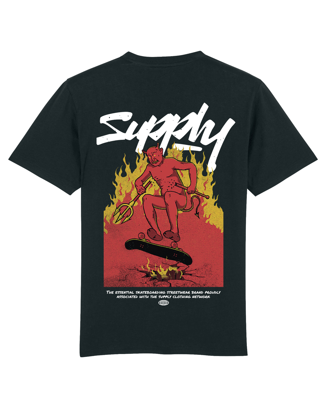 Black Skater T-Shirt, Skate With The Devil Back Print