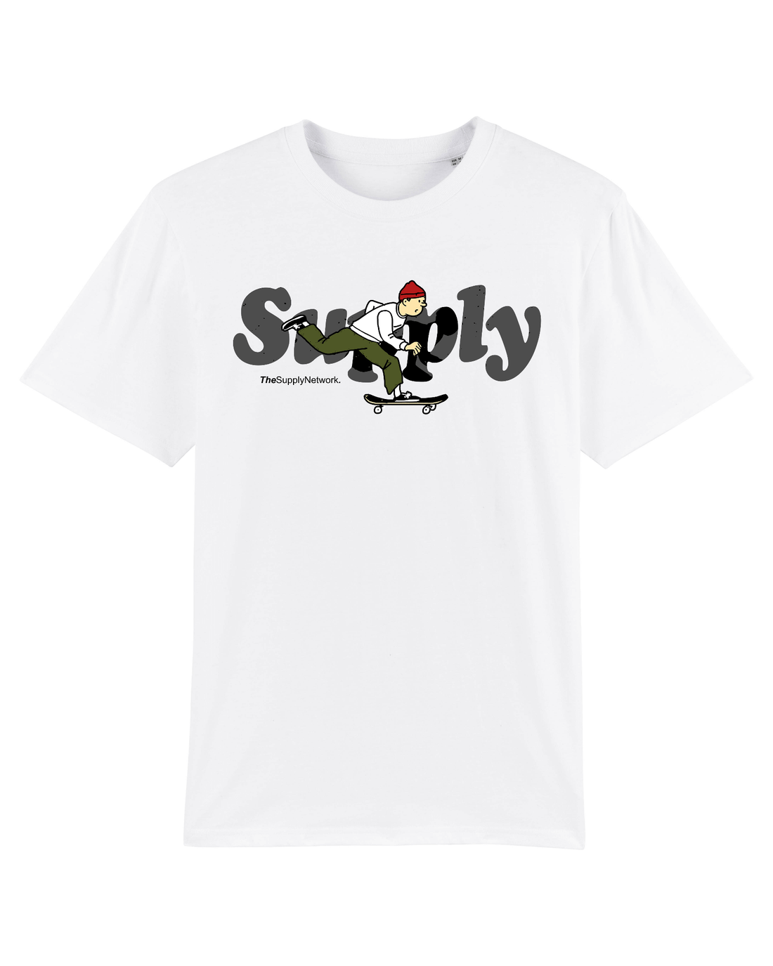 White Skater T-Shirt, Skater Boy Front Print