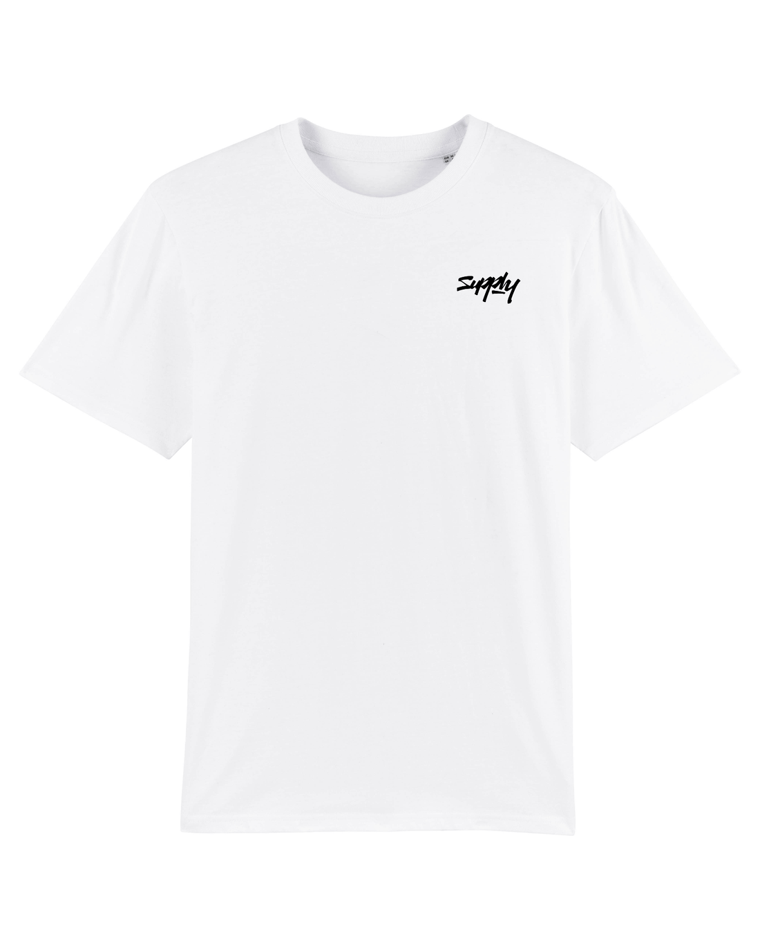 White Skater T-Shirt, Supply V2 Front Print
