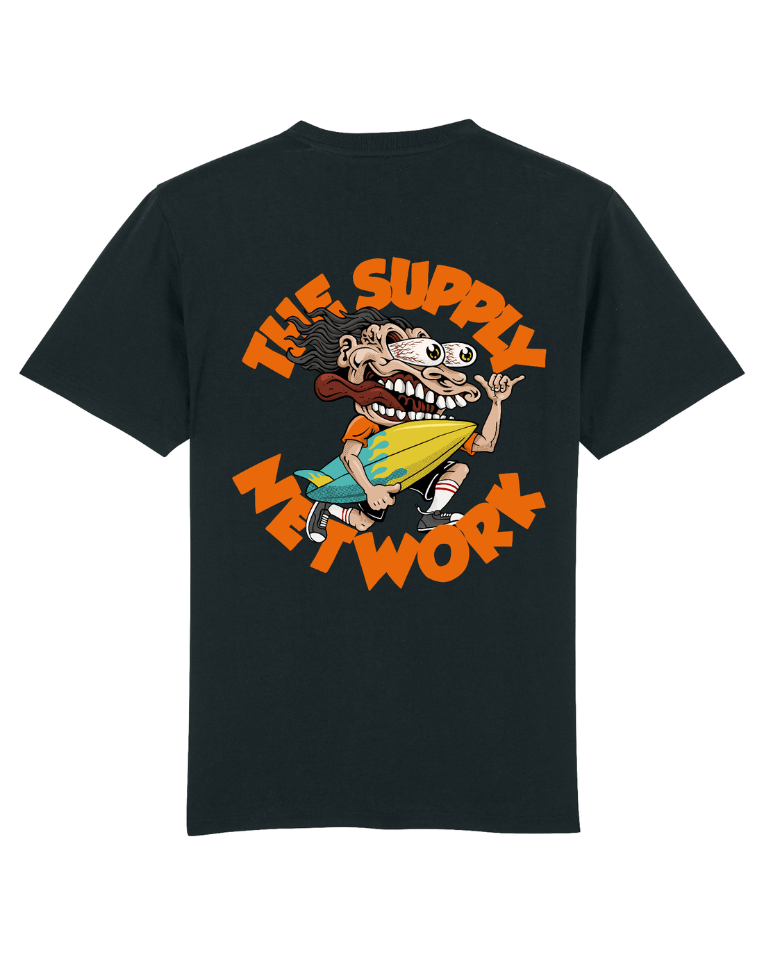 Black Skater T-Shirt. Surf Crazy Back Print