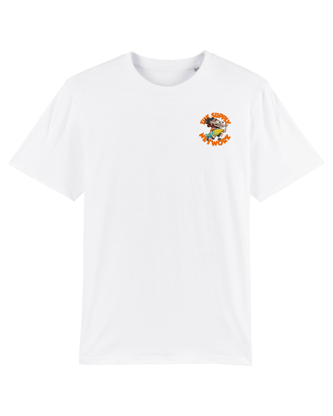 White Skater T-Shirt, Surf Crazy Front Print