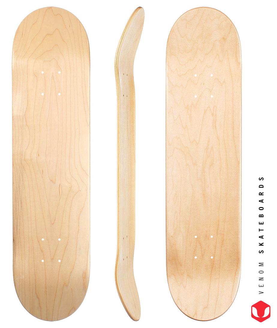 Venom Blank Skateboard Deck - Natural - 7.75" to 8.5"