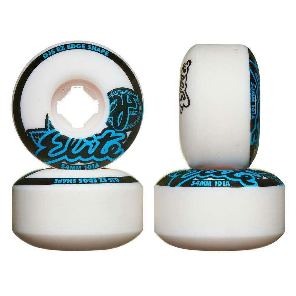 OJ Elite Wheels Elite 101a EZ Edge Skateboard Wheels White Blue 54mm