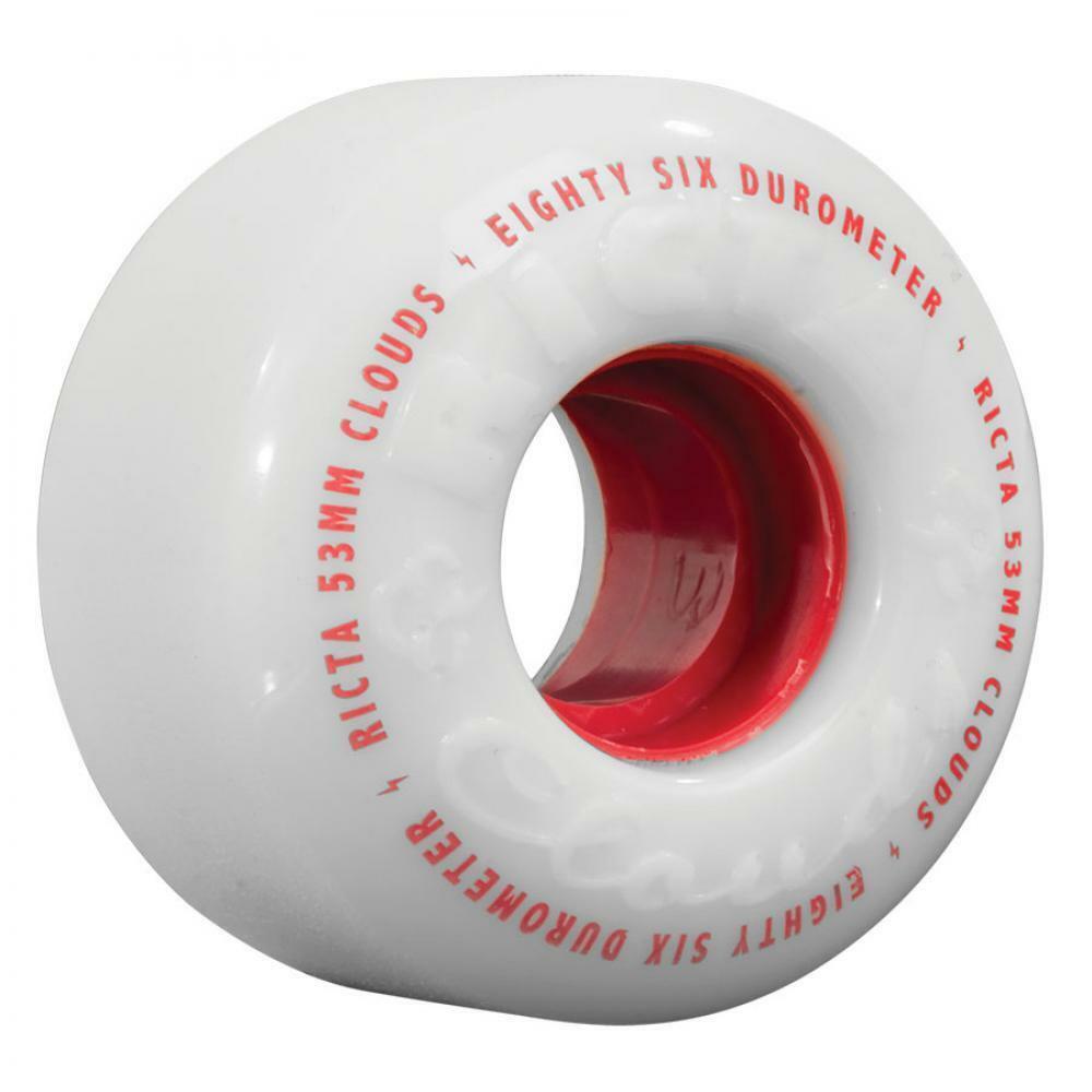 Ricta Wheels Clouds Skateboard Wheel 86A White Red 53mm