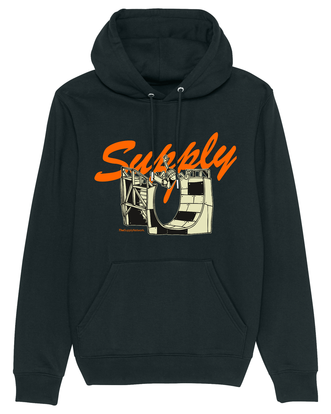 Black Skater Hoodie, Skate Ramp Front Print