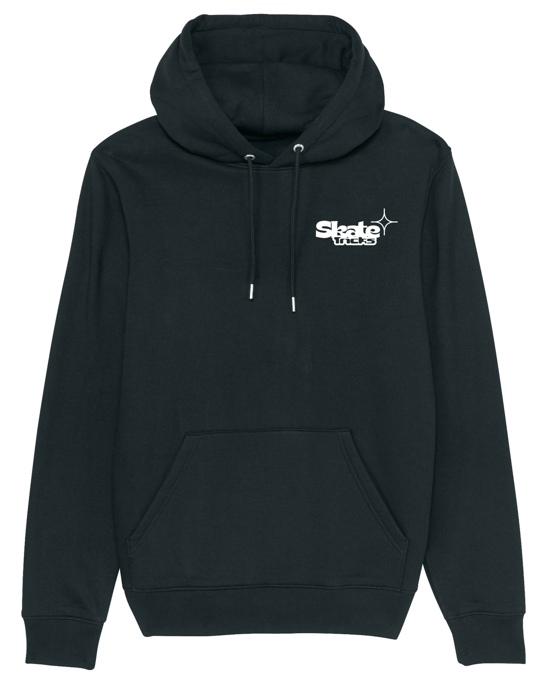 Black Skater Hoodie, Skate Tricks Front Print