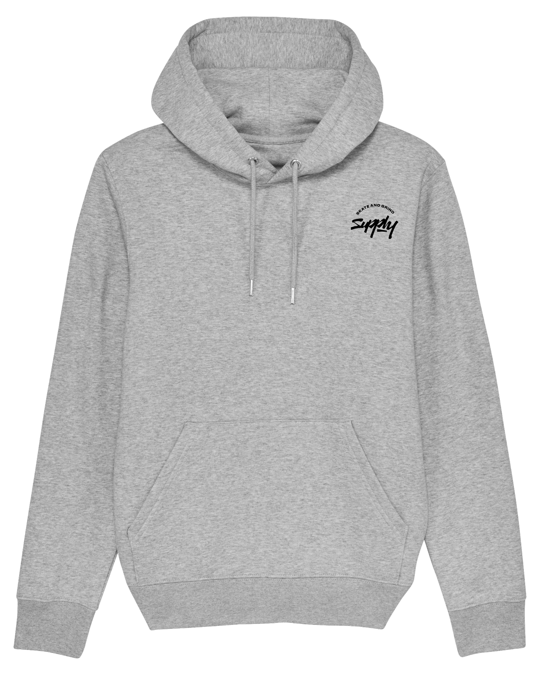 Grey Skater Hoodie, Skate and Grind Front Print