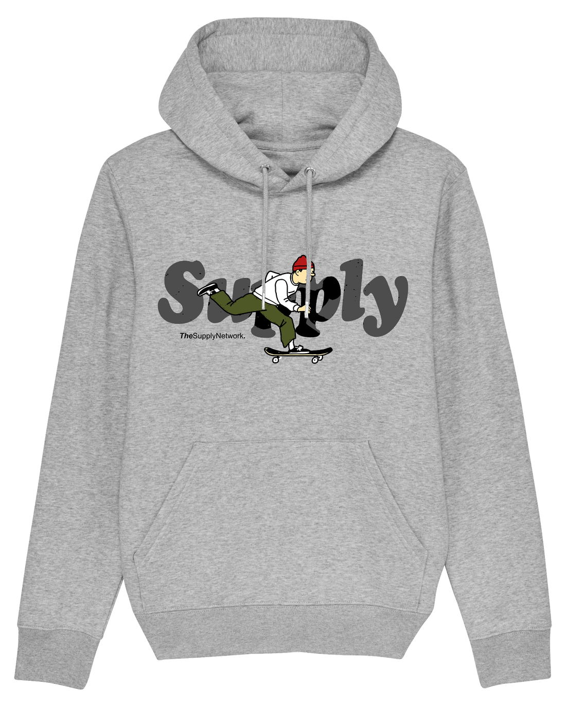 Grey Skater Hoodie, Skater Boy Front Print