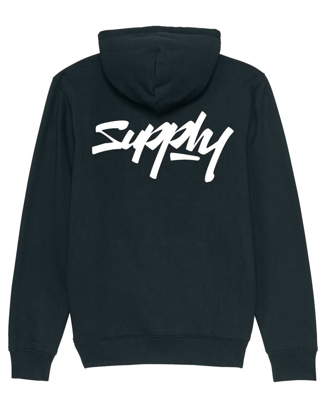 Black Skater Hoodie, Supply V2 Back Print