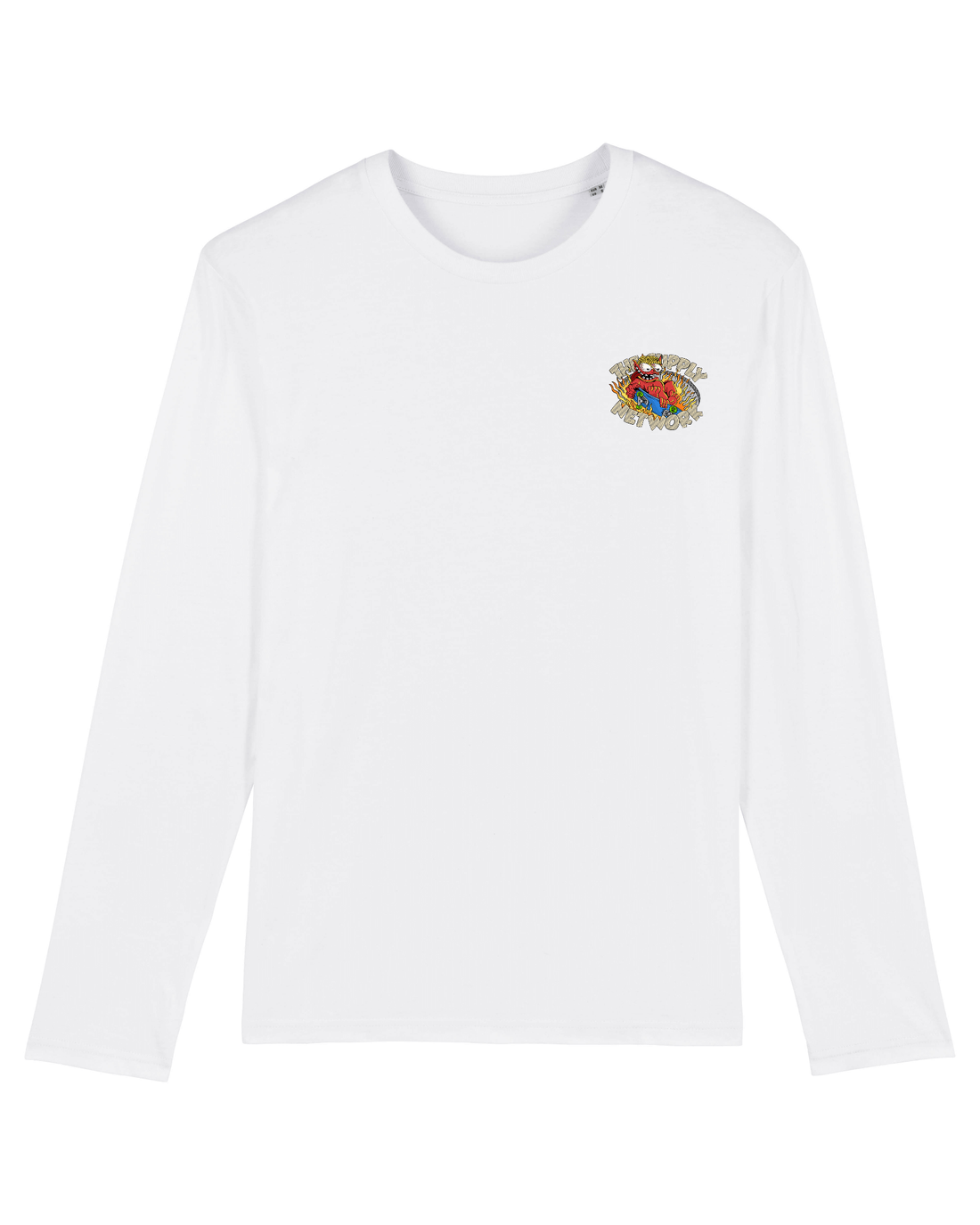 White Skater Long Sleeve, Devil Baby Front Print